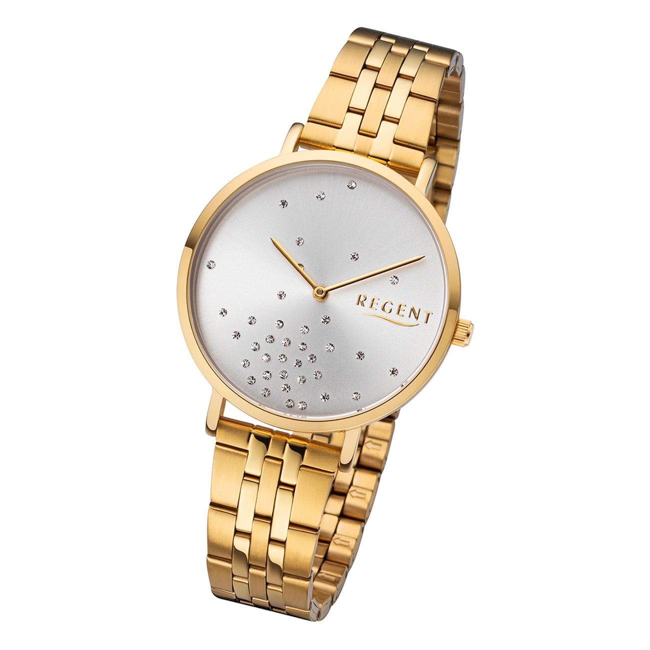Regent Damen Armbanduhr Analog BA-596 Quarz-Uhr Edelstahl gold URBA596