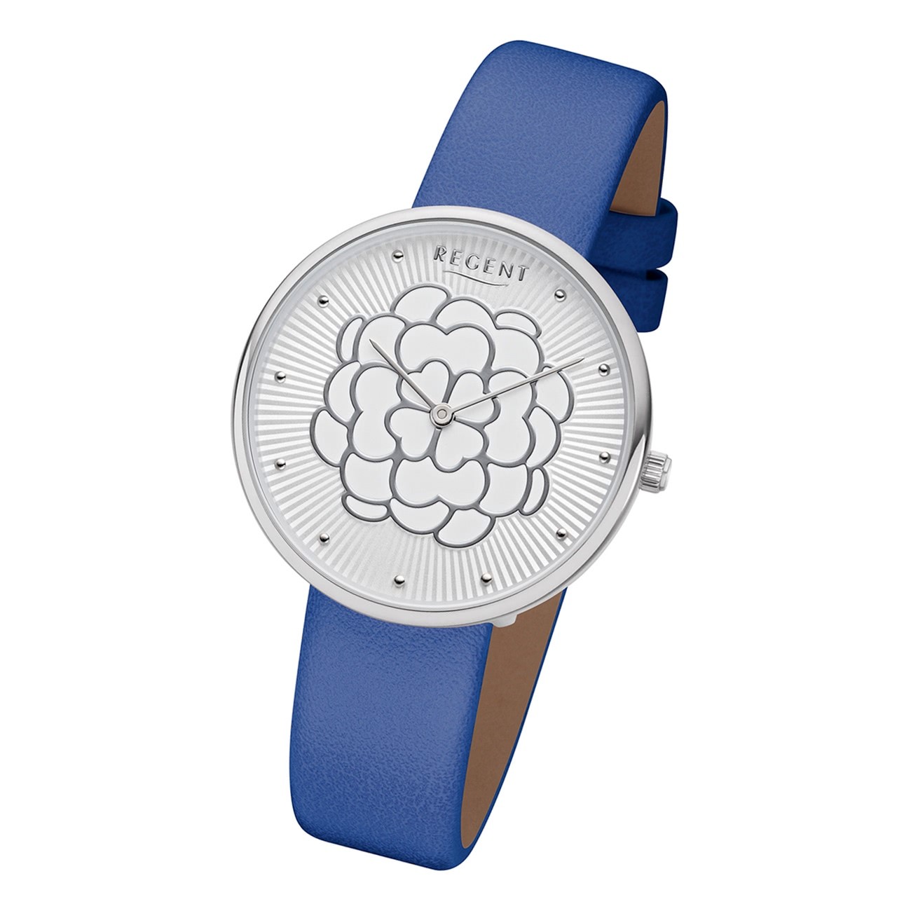 Regent Damen Armbanduhr Analog BA-603 Quarz-Uhr Leder blau URBA603