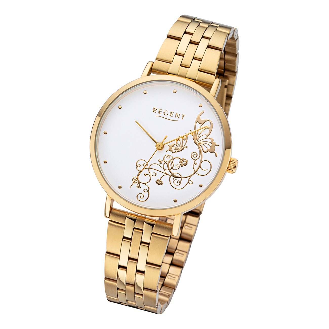 Regent Damen Armbanduhr Analog BA-611 Quarz-Uhr Edelstahl gold URBA611
