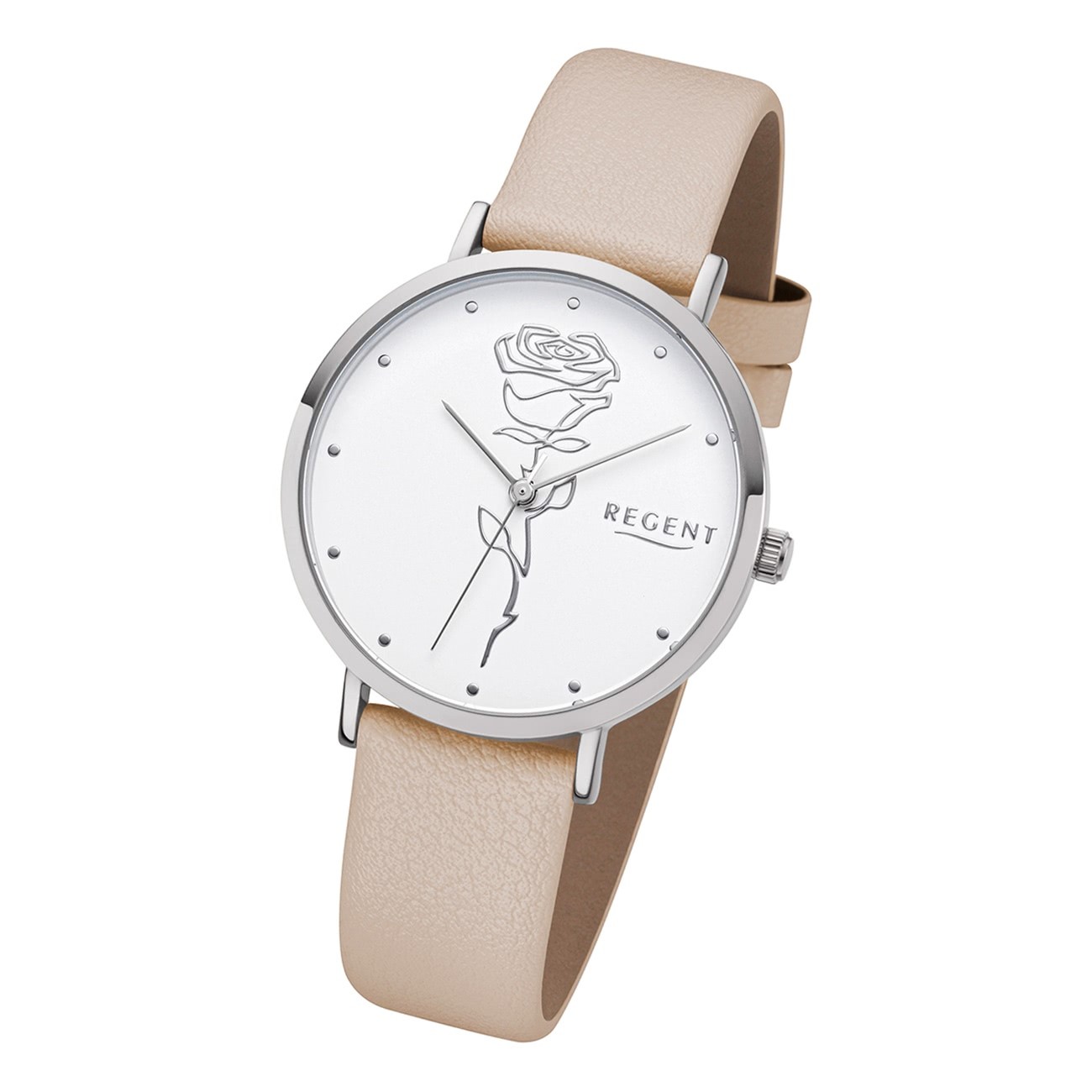 Regent Damen Armbanduhr Analog BA-622 Quarz-Uhr Leder beige URBA622