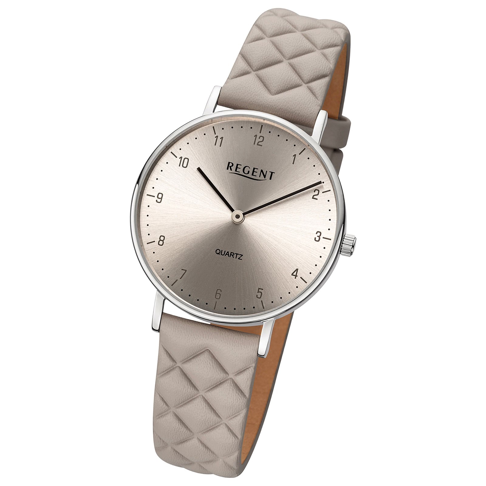 Regent Damenuhr Edelstahl-Armbanduhr Analog Lederarmband URBA850