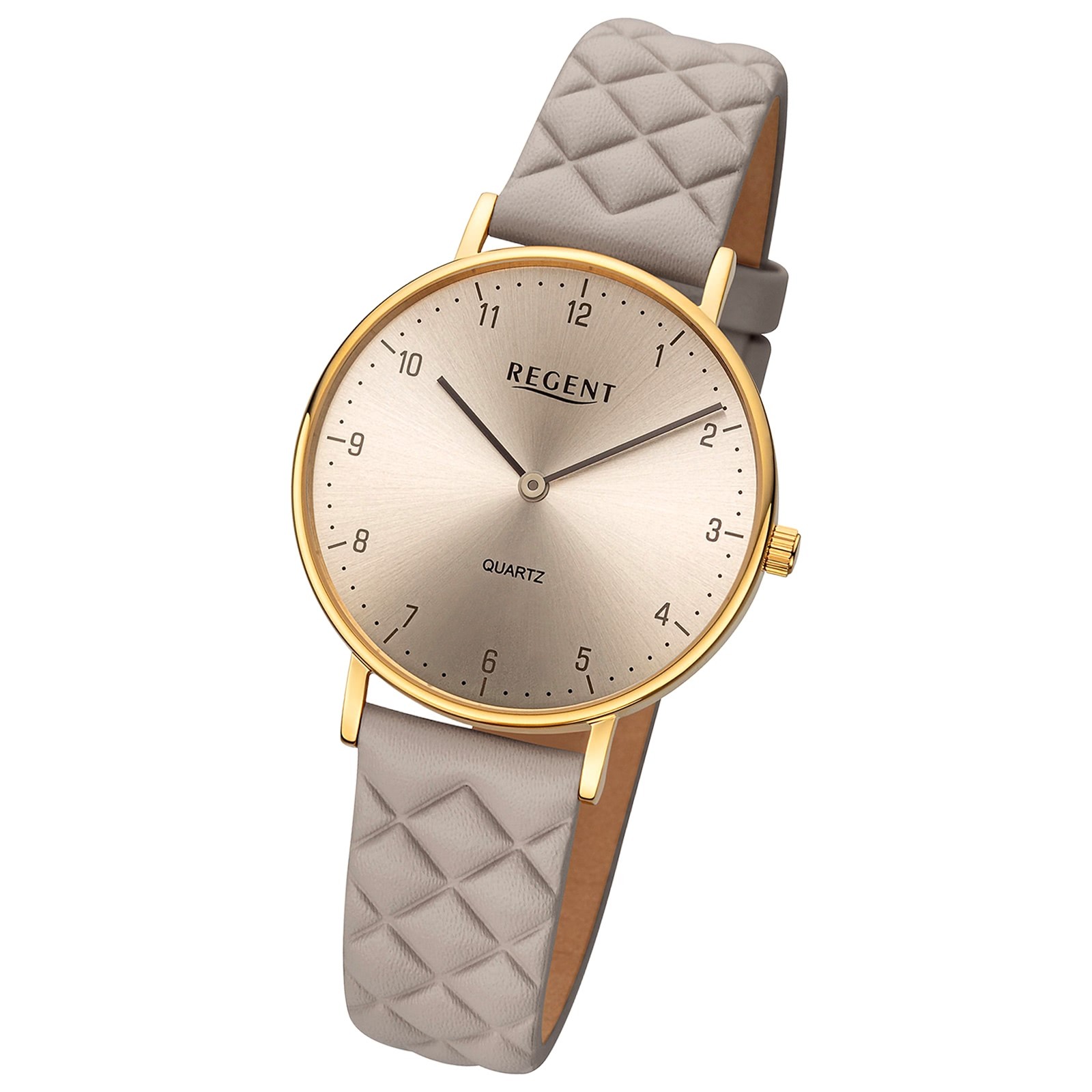 Regent Damenuhr Edelstahl-Armbanduhr Analog Lederarmband URBA855