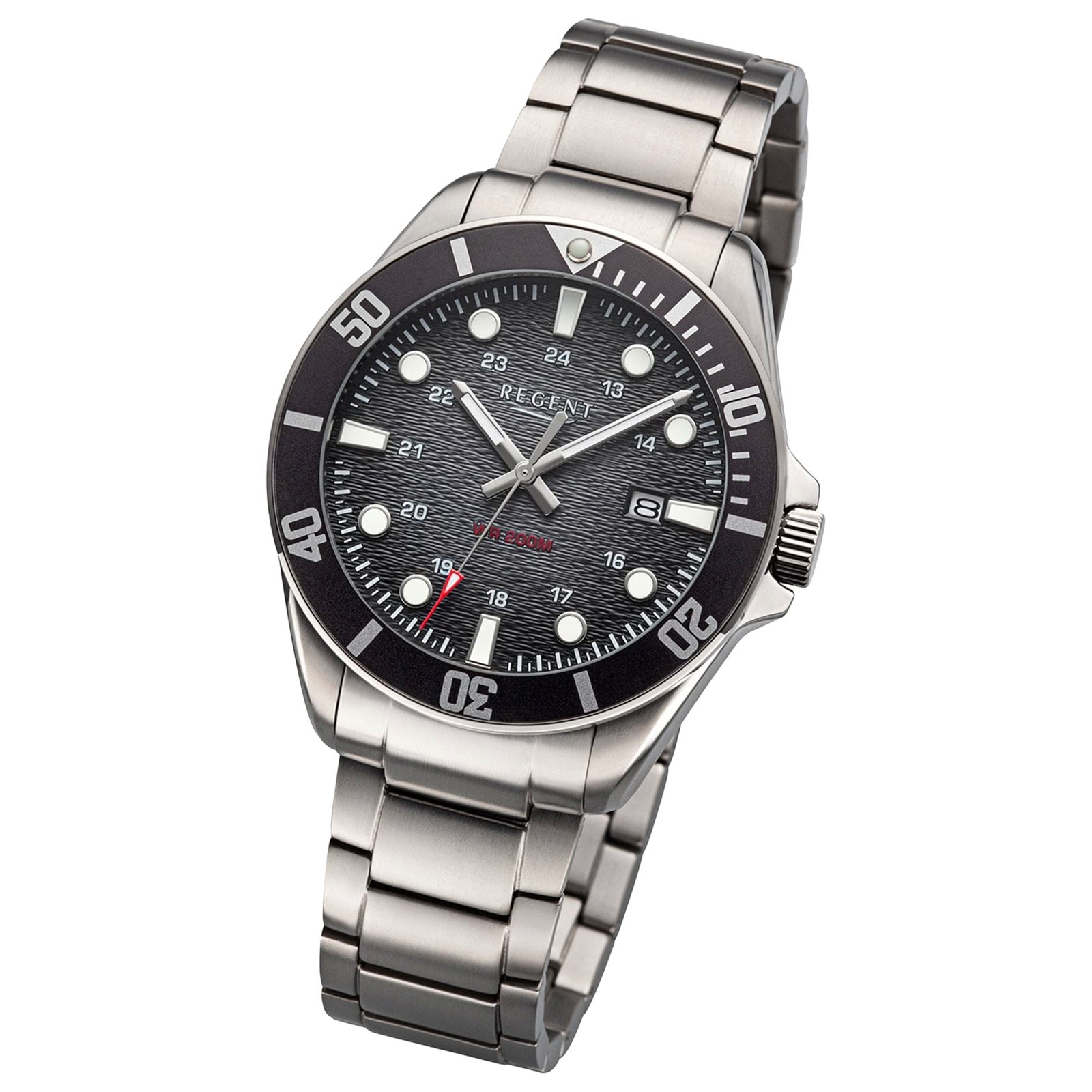 Regent Herrenuhr Titan-Armbanduhr Analog Metallarmband URBA857