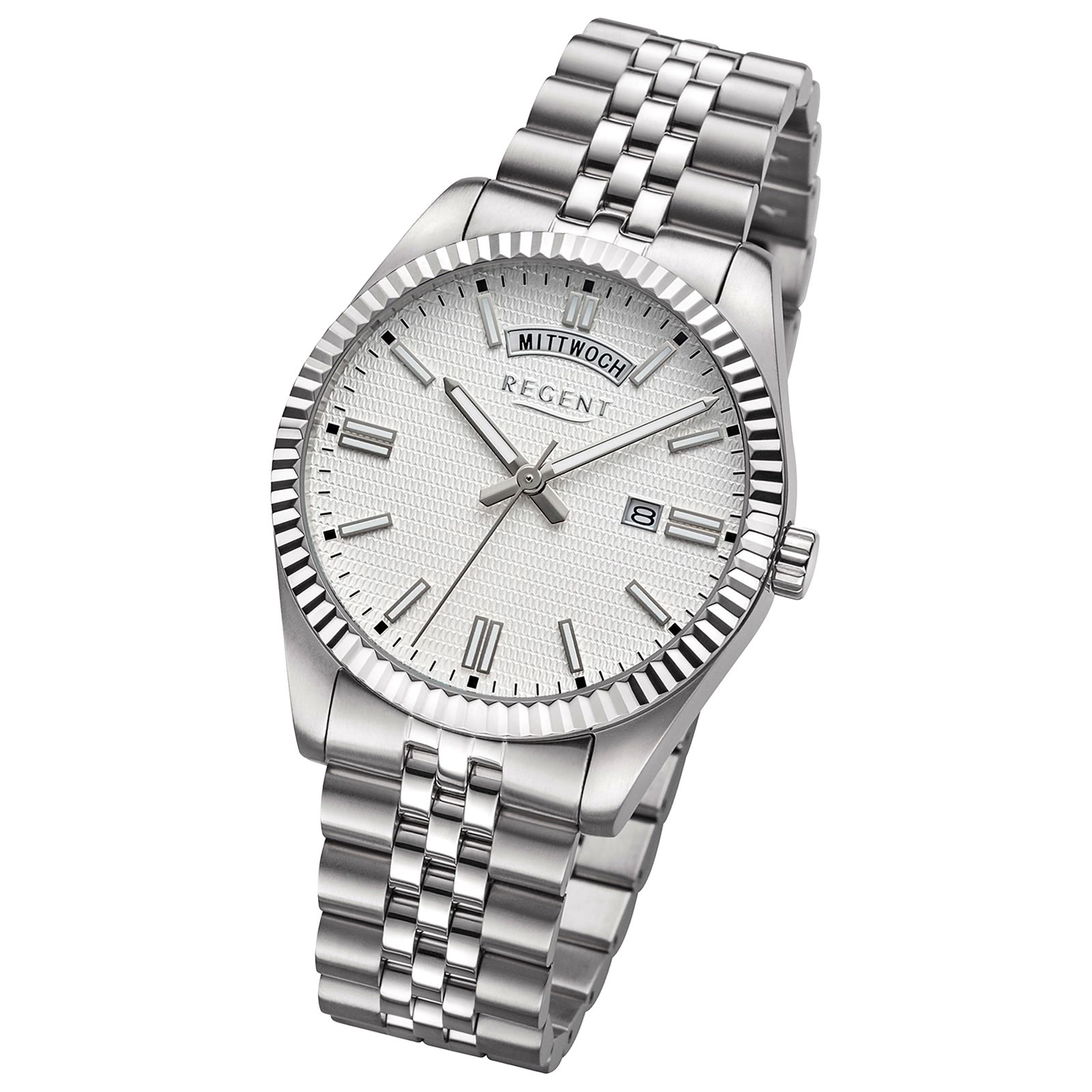 Regent Herrenuhr Edelstahl-Armbanduhr Analog Metallarmband URBA883