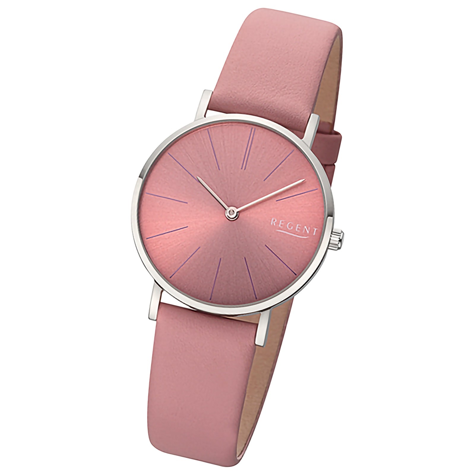 Regent Damenuhr Edelstahl-Armbanduhr Analog Lederarmband URBA888