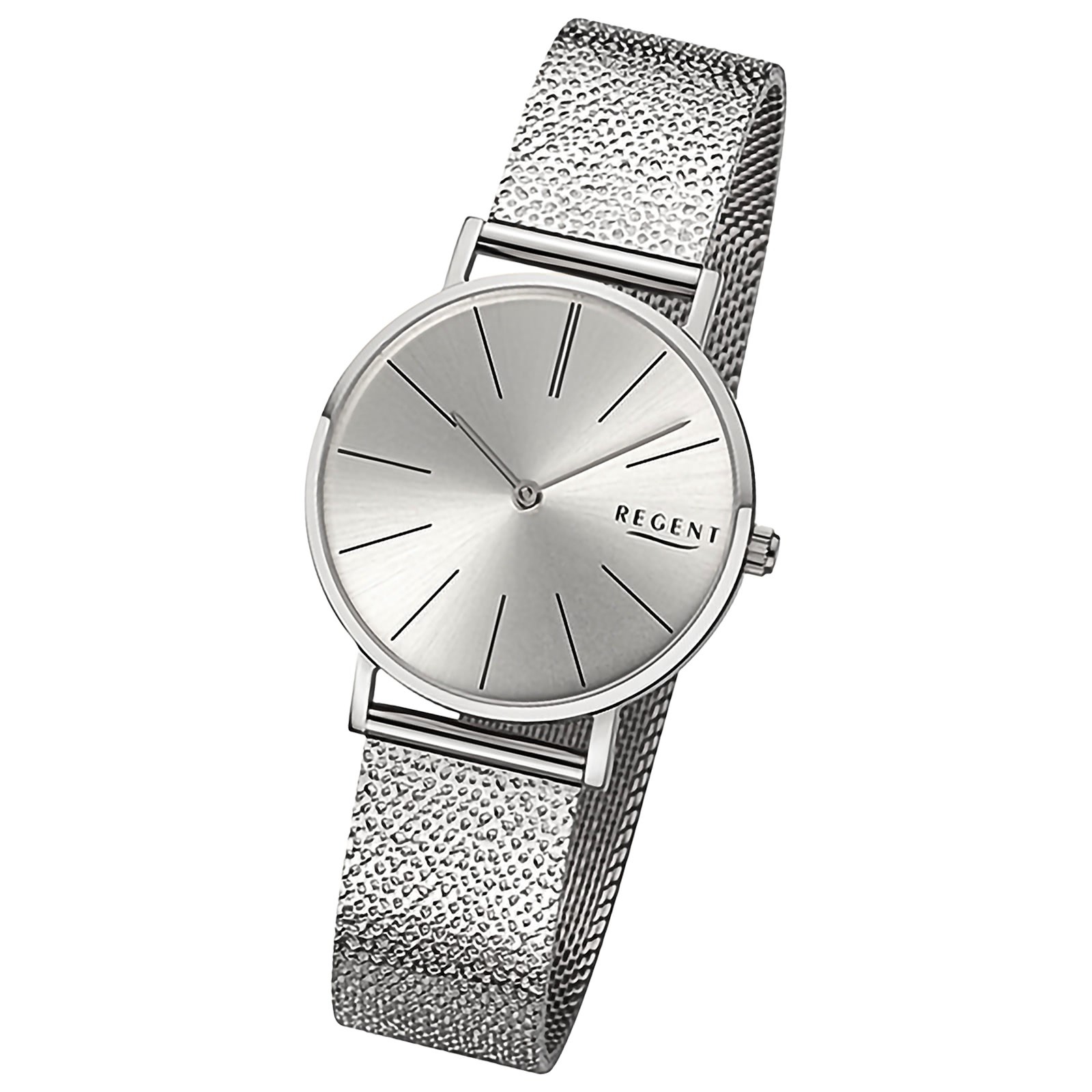 Regent Damenuhr Edelstahl-Armbanduhr Analog Mesh Metallarmband URBA894