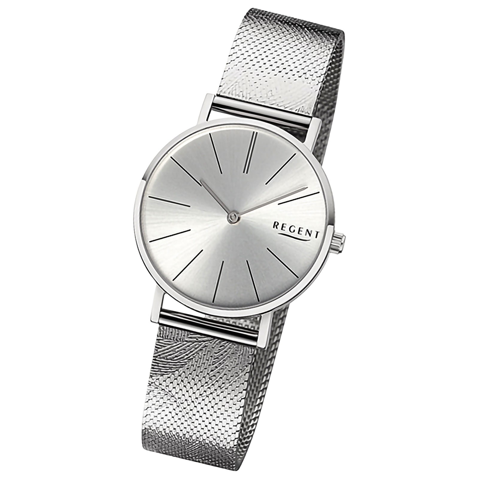 Regent Damenuhr Edelstahl-Armbanduhr Analog Mesh Metallarmband URBA898
