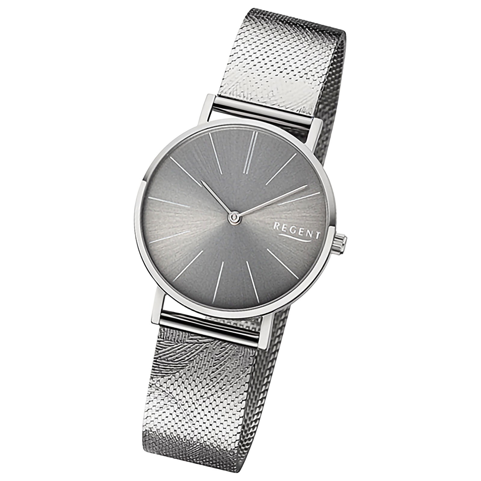 Regent Damenuhr Edelstahl-Armbanduhr Analog Mesh Metallarmband URBA899