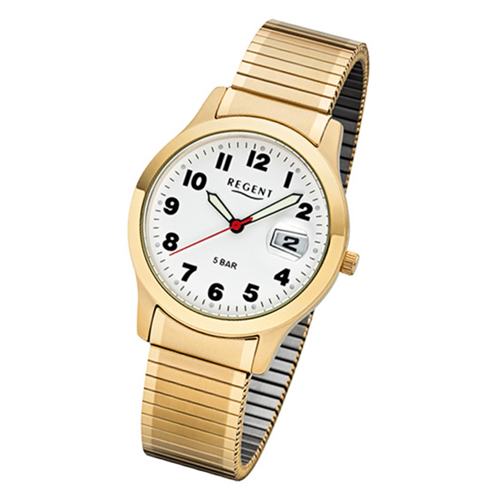 Regent Herren-Armbanduhr 32-F-1017 Quarz-Uhr Edelstahl-Armband gold URF1017