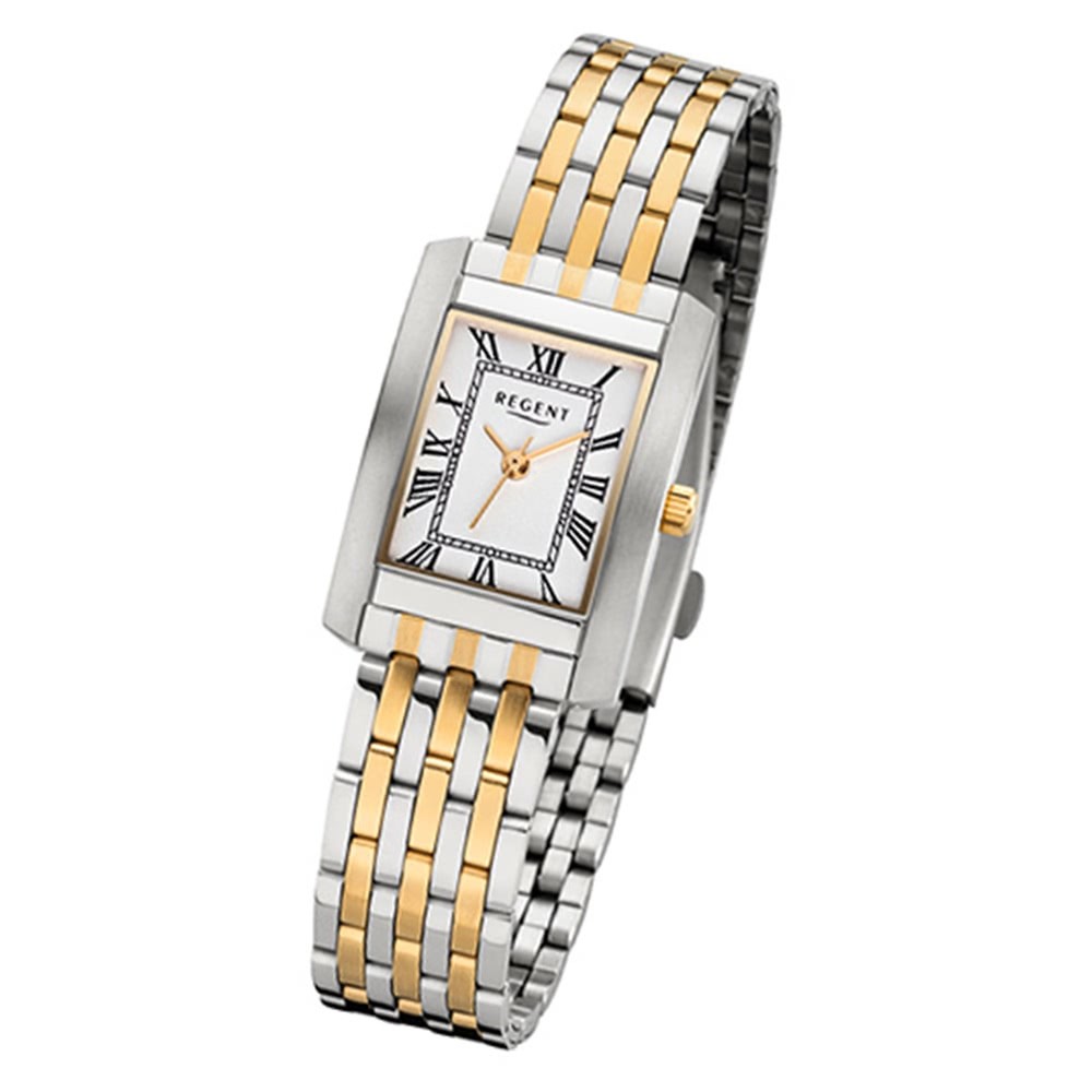 Regent Damen-Armbanduhr 32-F-1052 Quarz-Uhr Edelstahl-Armband silber gold URF105 URF1052