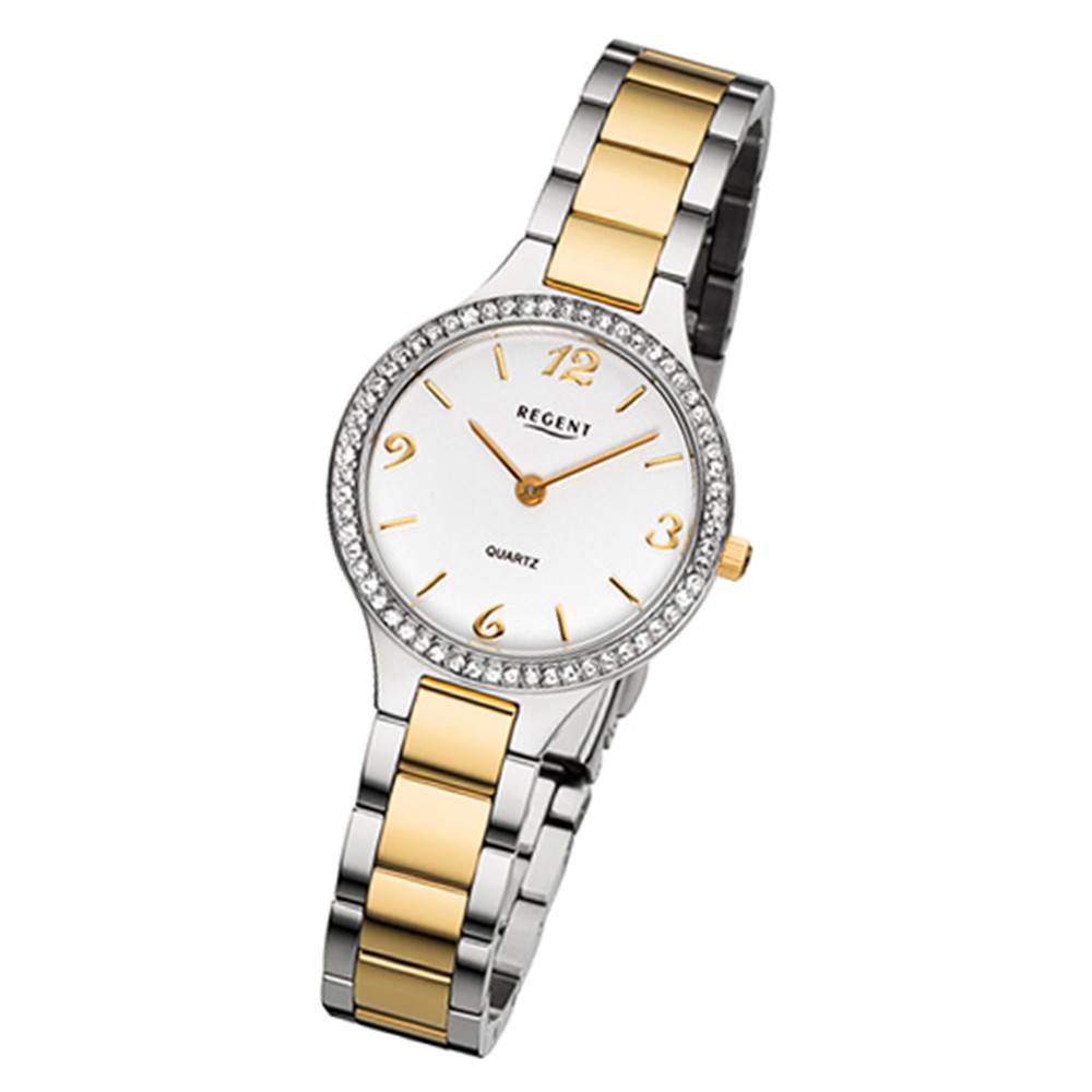 Regent Damen-Armbanduhr 32-F-1062 Quarz-Uhr Edelstahl-Armband silber gold URF106 URF1062