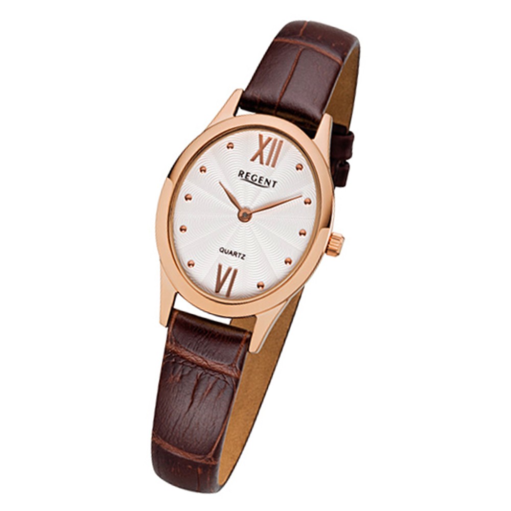 Regent Damen-Armbanduhr 32-F-1082 Quarz-Uhr Leder-Armband braun URF1082