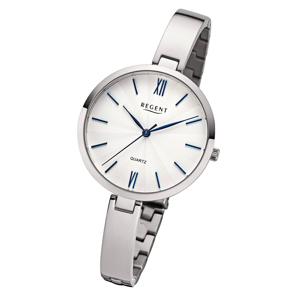 Regent Damen Armbanduhr Analog F-1145 Quarz-Uhr Titan silber URF1145