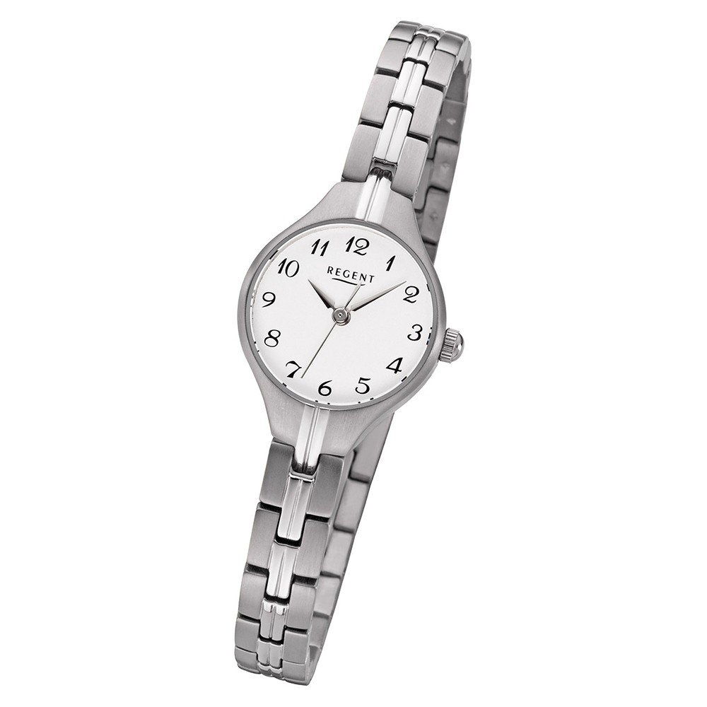 Regent Damen Armbanduhr Analog F-1159 Quarz-Uhr Titan silber URF1159