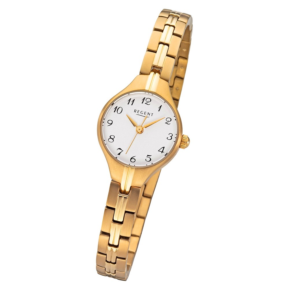 Regent Damen Armbanduhr Analog F-1160 Quarz-Uhr Titan gold URF1160