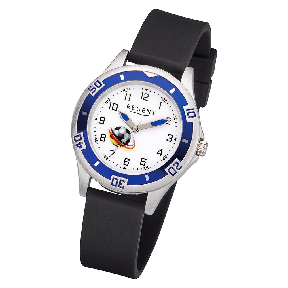 Regent Kinder Armbanduhr Analog F-1209 Quarz-Uhr Kunststoff schwarz URF1209