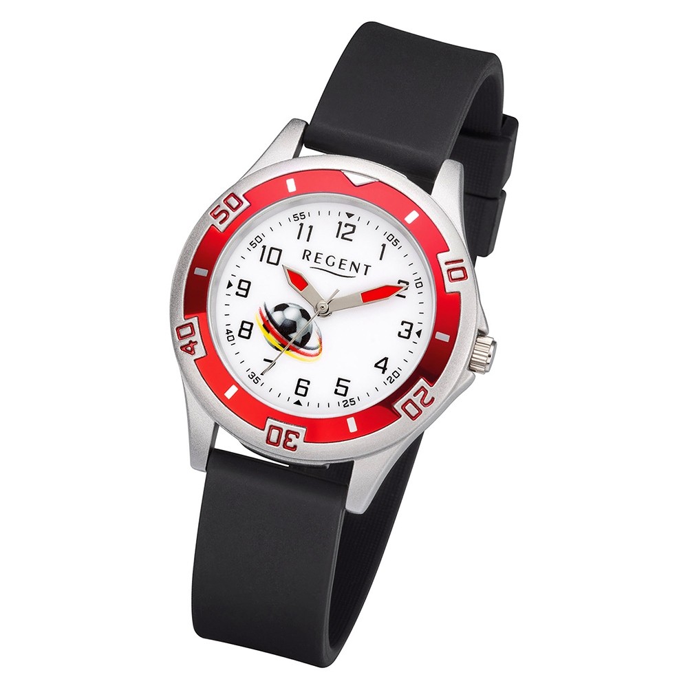 Regent Kinder Armbanduhr Analog F-1211 Quarz-Uhr Kunststoff schwarz URF1211