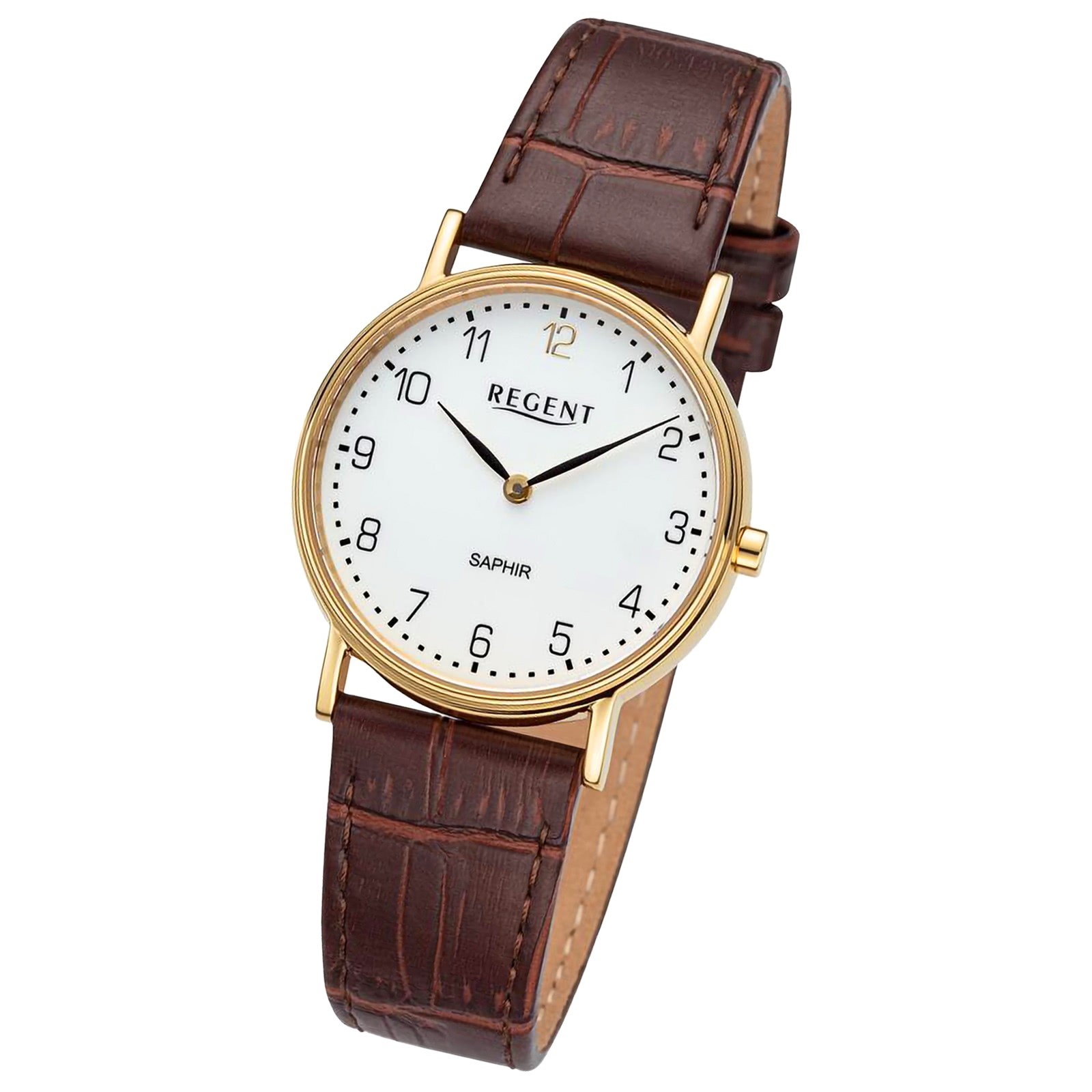 Regent Damen Armbanduhr Analog Lederarmband braun URF1430