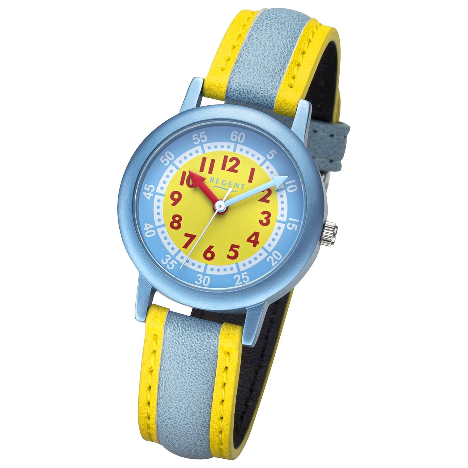 Regent Kinderuhr Armbanduhr Analog PURarmband gelb hellblau URF1473 | Quarzuhren