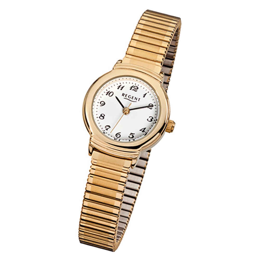 Regent Damen-Armbanduhr F-265 Quarz-Uhr Stahl-Armband gold URF265