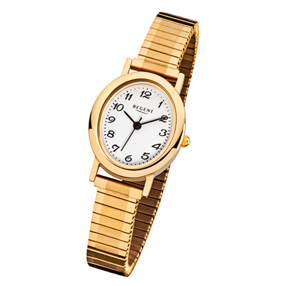 Regent Damen-Armbanduhr F-267 Quarz-Uhr Stahl-Armband gold URF267