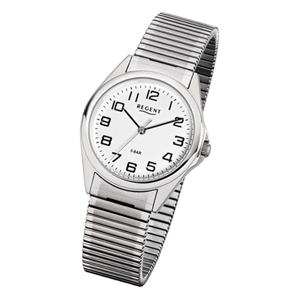 Regent Herren-Armbanduhr F-294 Quarz-Uhr Stahl-Armband silber URF294