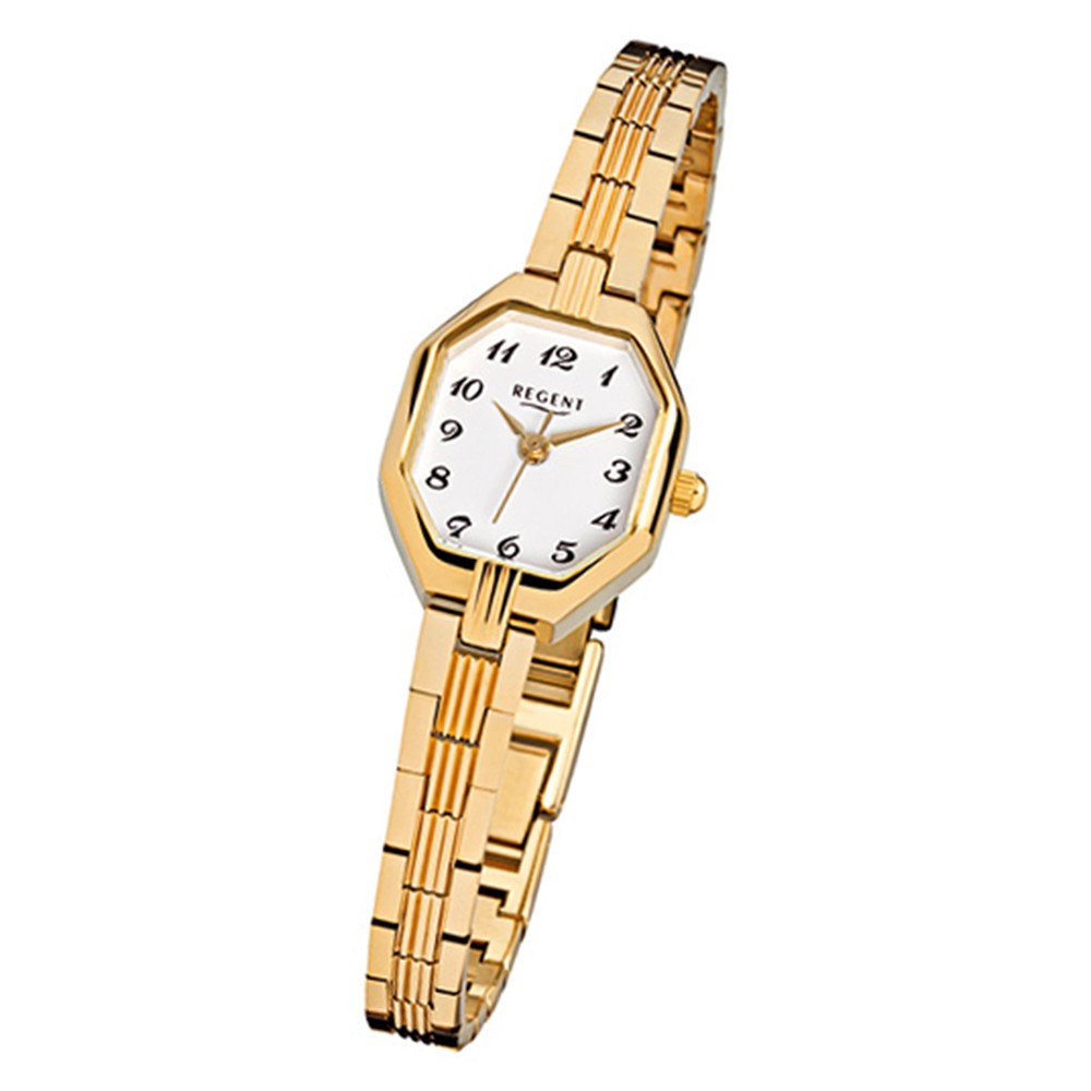 Regent Damen-Armbanduhr F-305 Quarz-Uhr Stahl-Armband gold URF305