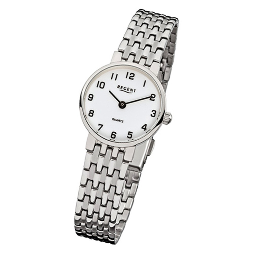 Regent Damen-Armbanduhr F-609 Quarz-Uhr Stahl-Armband silber URF609
