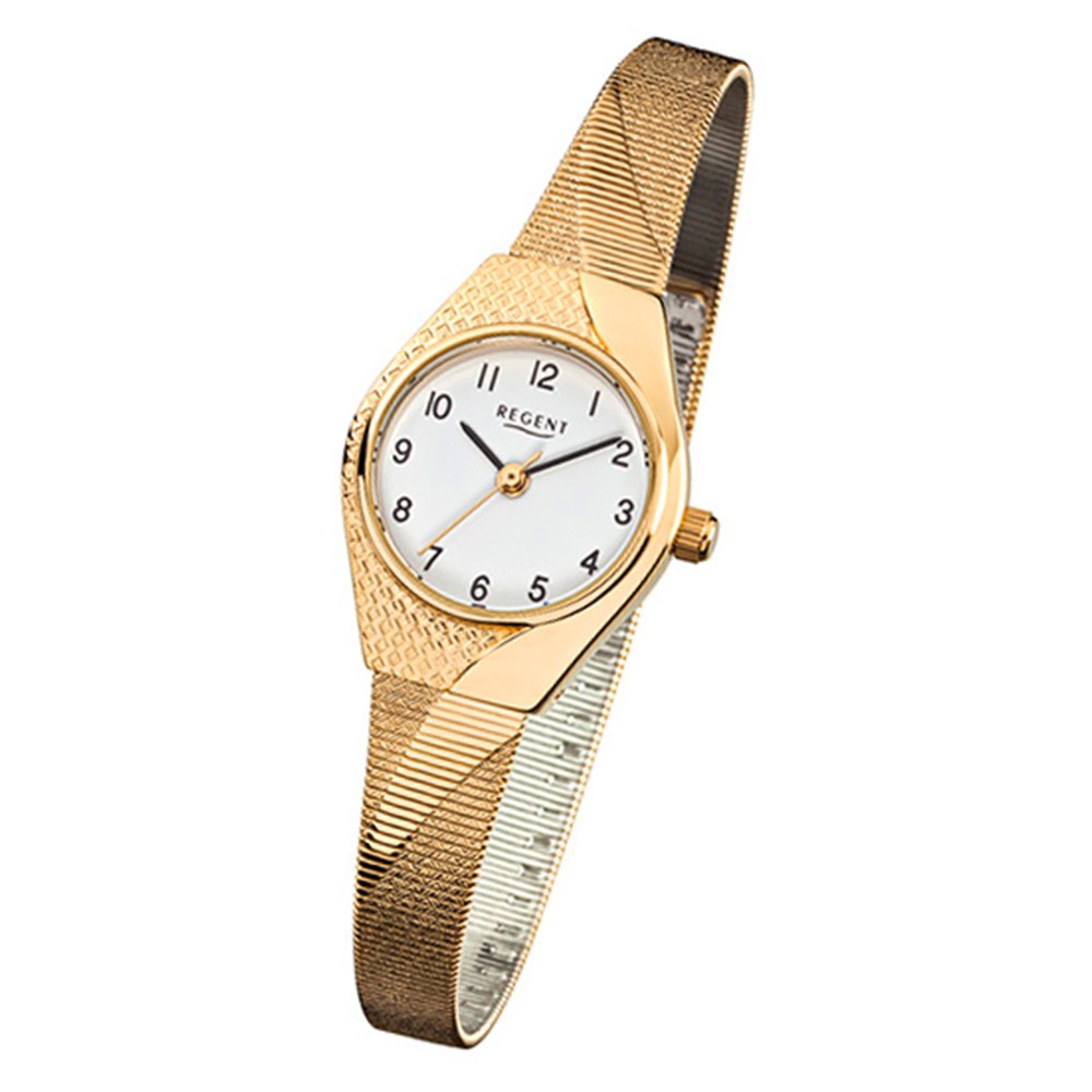 Regent Damen-Armbanduhr F-745 Quarz-Uhr Stahl-Armband gold URF745