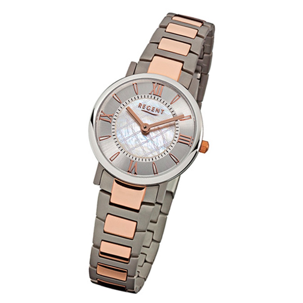 Regent Damen-Armbanduhr F-853 Quarz-Uhr Titan-Armband schwarz URF853