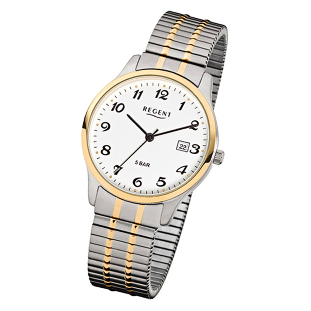 Stahl-Armband Herren-Armbanduhr URF877 Quarz-Uhr F-877 silber gold Regent