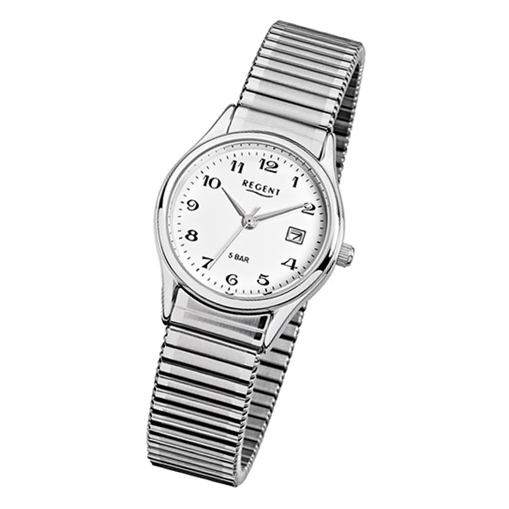 Regent Damen, Herren-Armbanduhr F-893 Quarz-Uhr Stahl-Armband silber URF893