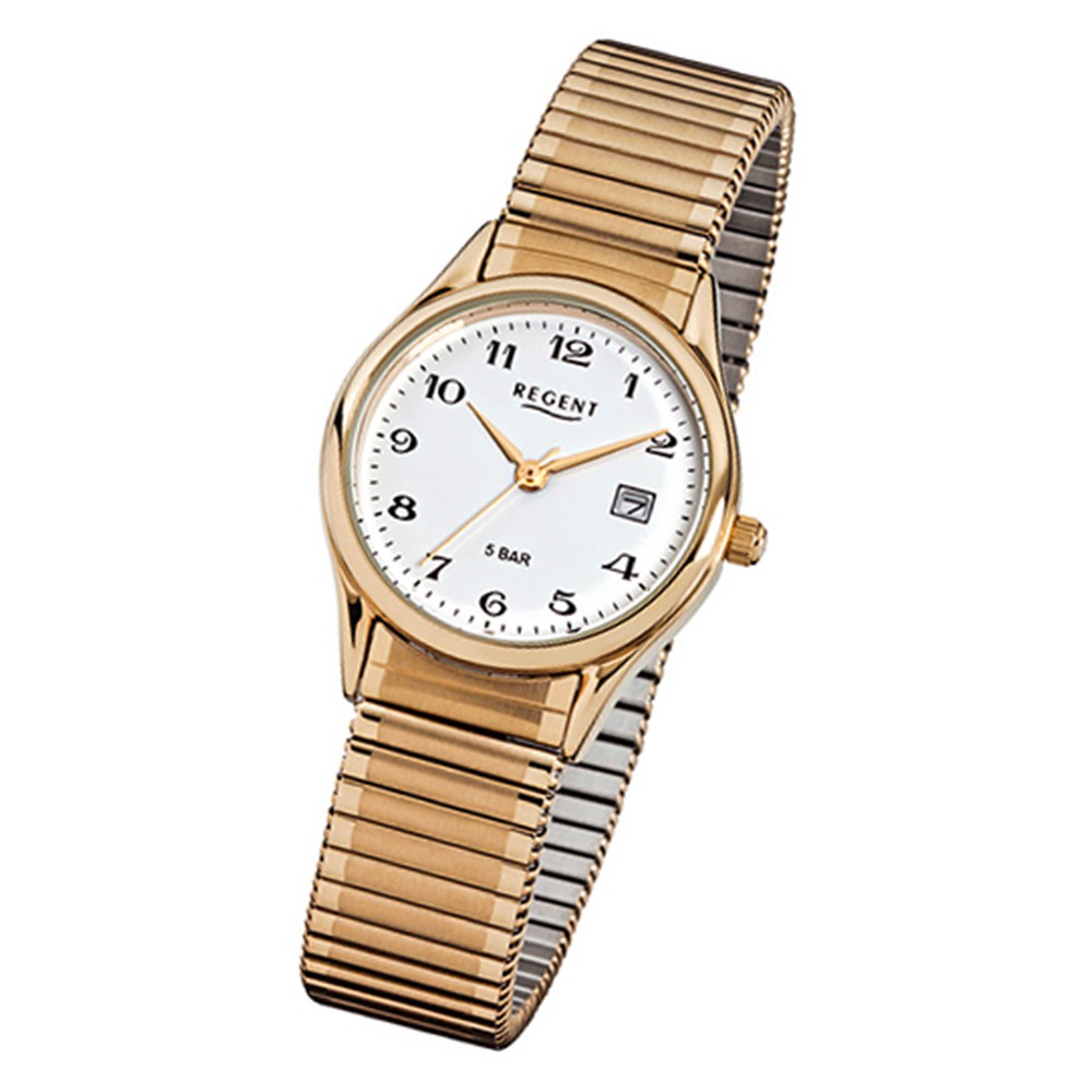 URF894 Quarz-Uhr F-894 Regent Damen, Stahl-Armband gold Herren-Armbanduhr