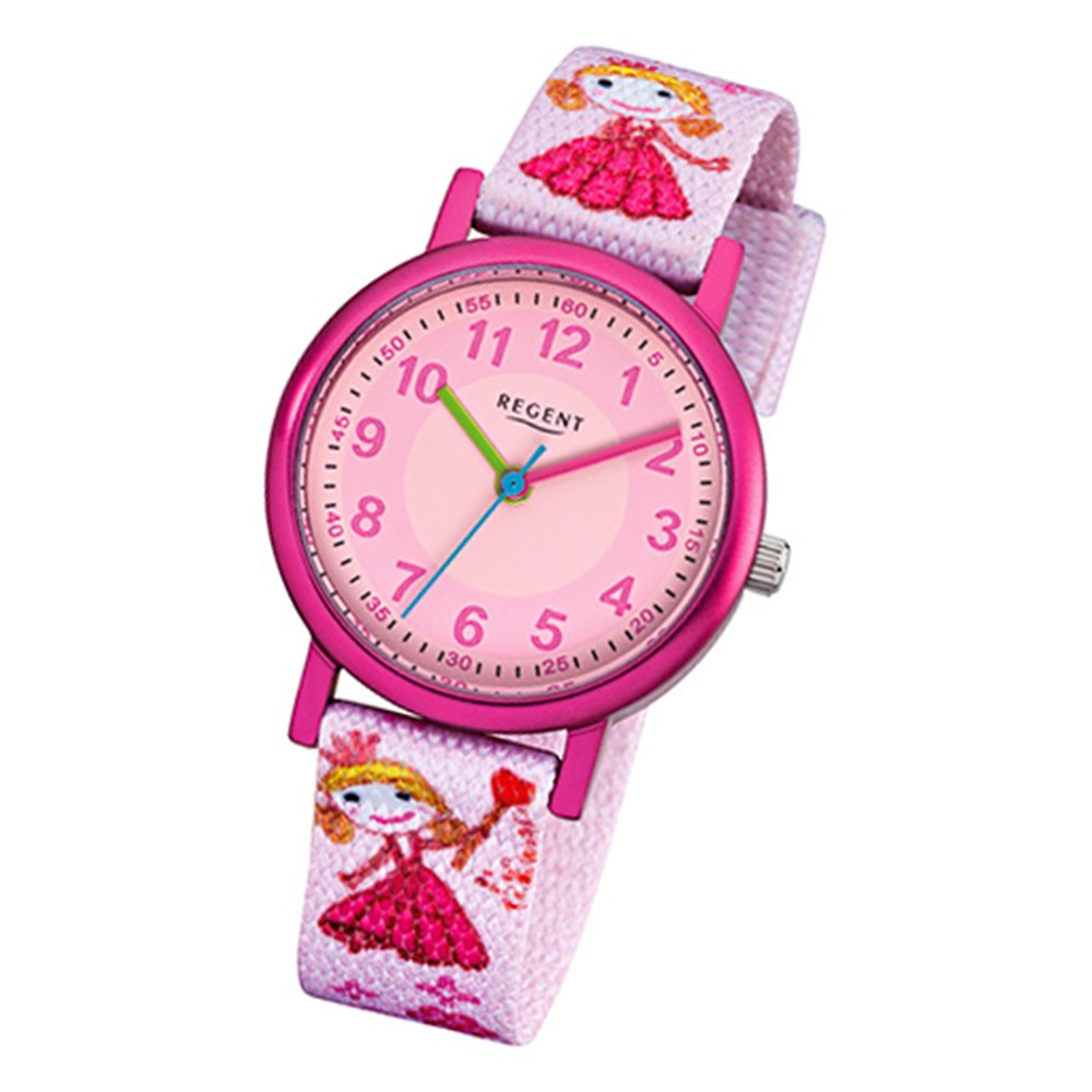 Regent rosa URF949 Prinzessin Quarz Mineralglas Kinder-Armbanduhr Textil