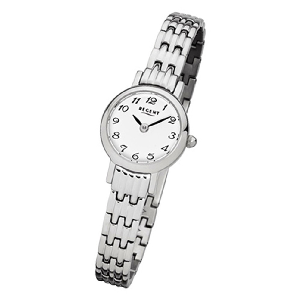 Regent Damen-Armbanduhr F-981 Quarz-Uhr Mini Stahl-Armband silber URF981