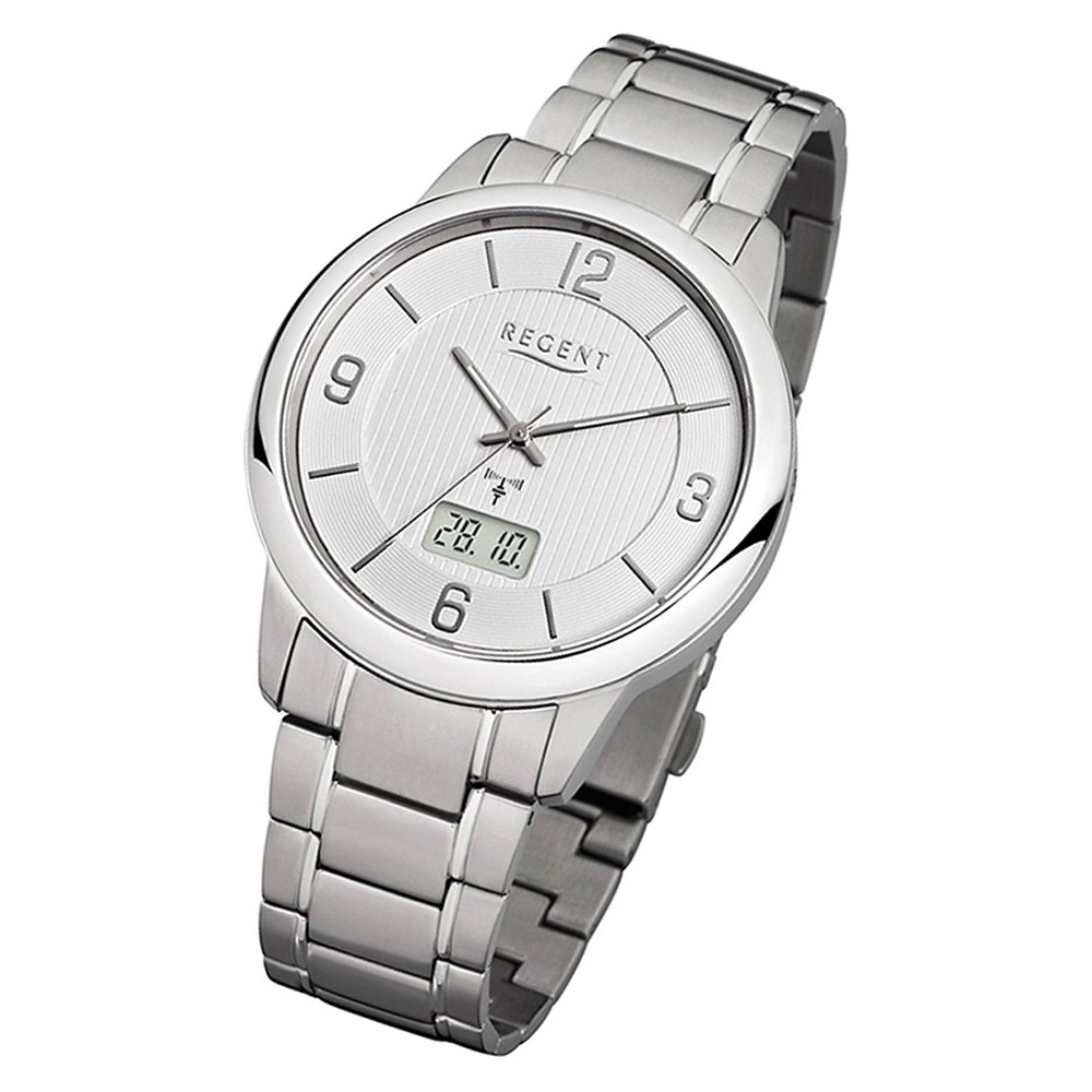 Regent Herren Funkuhr Analog-Digital FR-171 Funk-Uhr Metall silber URFR171
