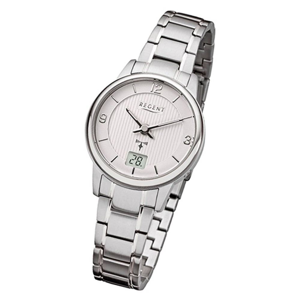 Regent Damen-Armbanduhr 32-FR-198 Funkuhr Edelstahl-Armband silber URFR198