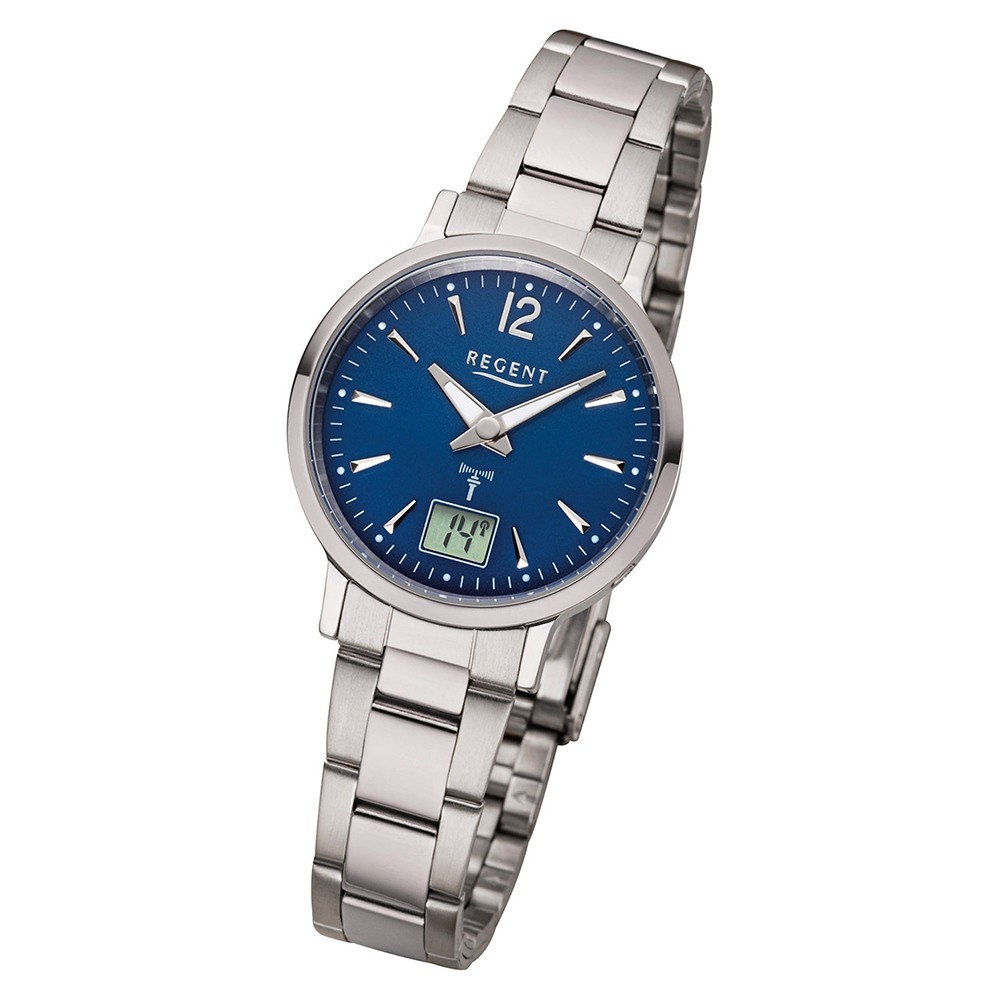 Regent Damen Armbanduhr Analog-Digital FR-259 Funk-Uhr Metall silber URFR259