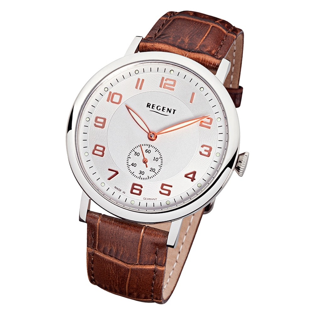 Regent Herren Armbanduhr Analog GM-1421 Handaufzug Leder braun URGM1421