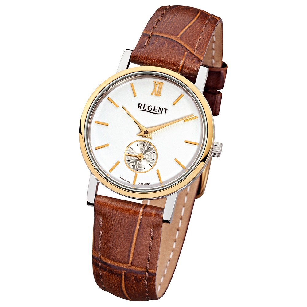 Quarz-Uhr URGM1450 Regent Damen-Armbanduhr Uhr braun Leder-Armband