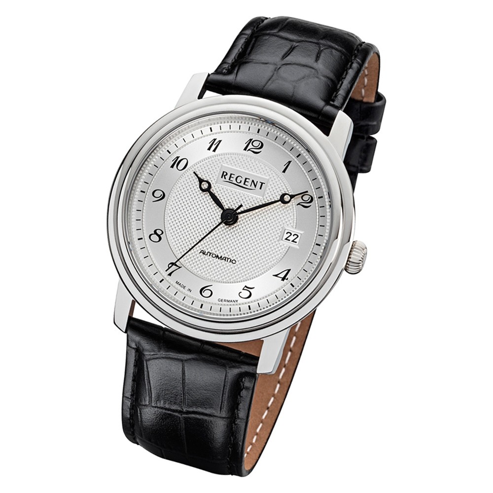Regent Herren Armbanduhr Analog GM-1613 Automatik-Uhr Leder schwarz URGM1613
