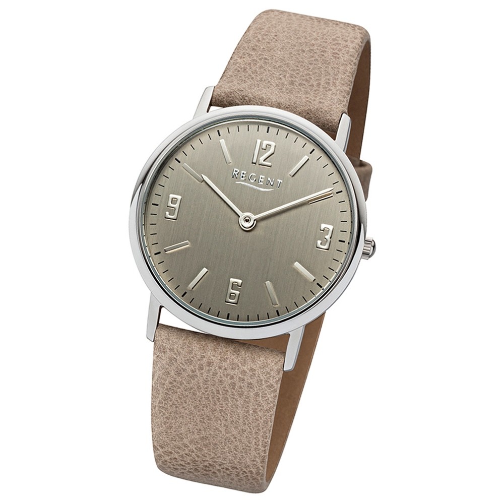 Regent Damen-Armbanduhr Quarz Uhr Leder-Armband beige hellbraun Uhr URLD1610