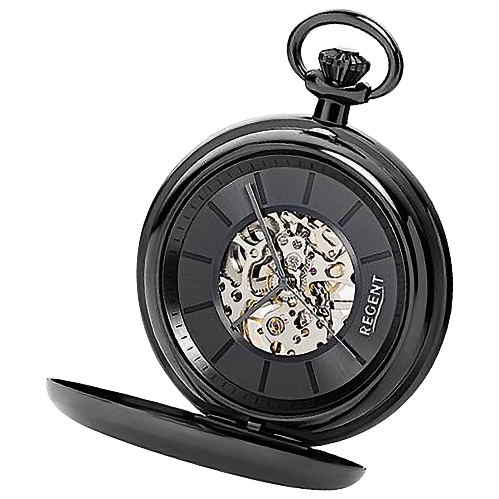 schwarz Regent URP710 Gehäuse Herren Analog Taschenuhr