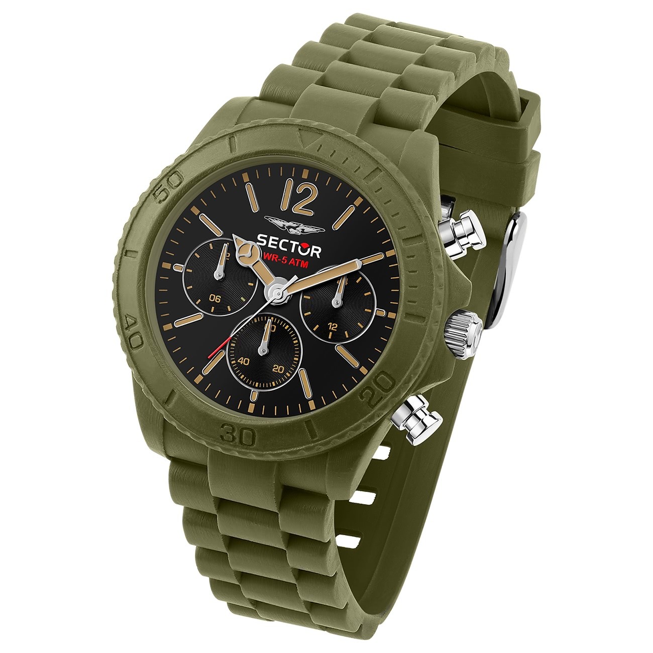 Sector Herren Armbanduhr Multifunktion Silikonarmband grün USE51549003