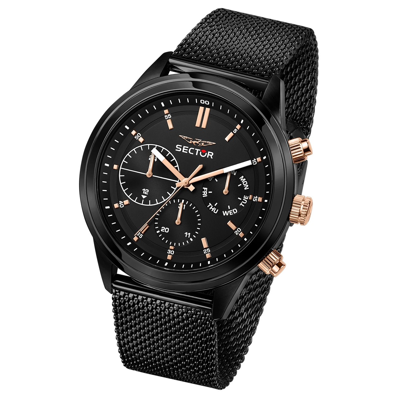 Sector Herren Armbanduhr Multifunkt Edelstahlband schwarz USE53540002