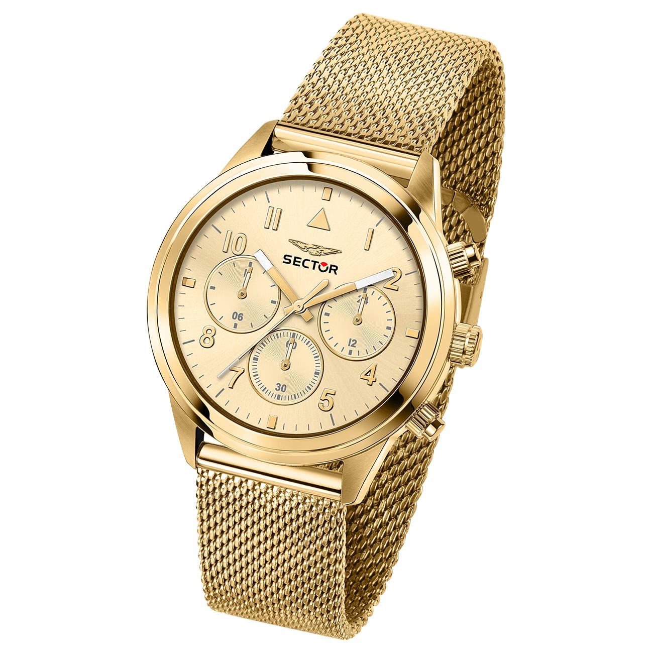 Sector Herren Armbanduhr Multifunktion Edelstahlband gold USE53540011