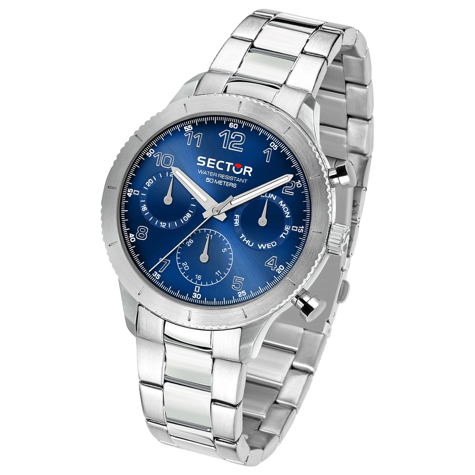 Sector Herren Armbanduhr Multifunkt Edelstahlband silber USE53578012