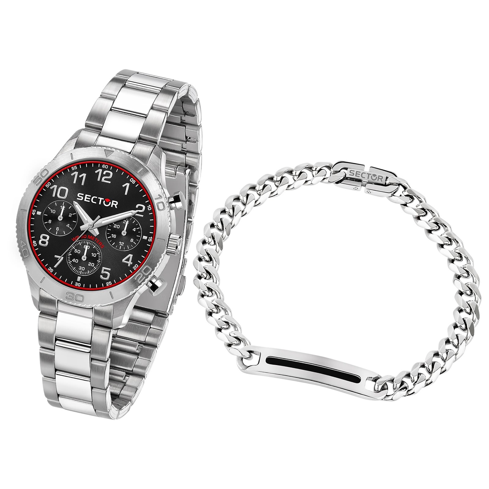 Sector Herren Armbanduhr Multifunkt Edelstahlband silber USE53578020
