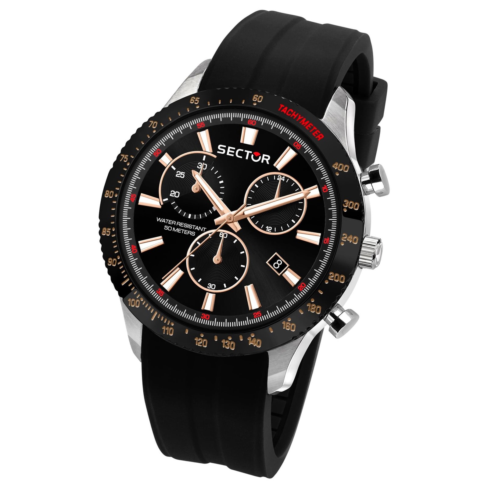 Sector Herren Armbanduhr Chrono Silikonarmband schwarz USE71778001