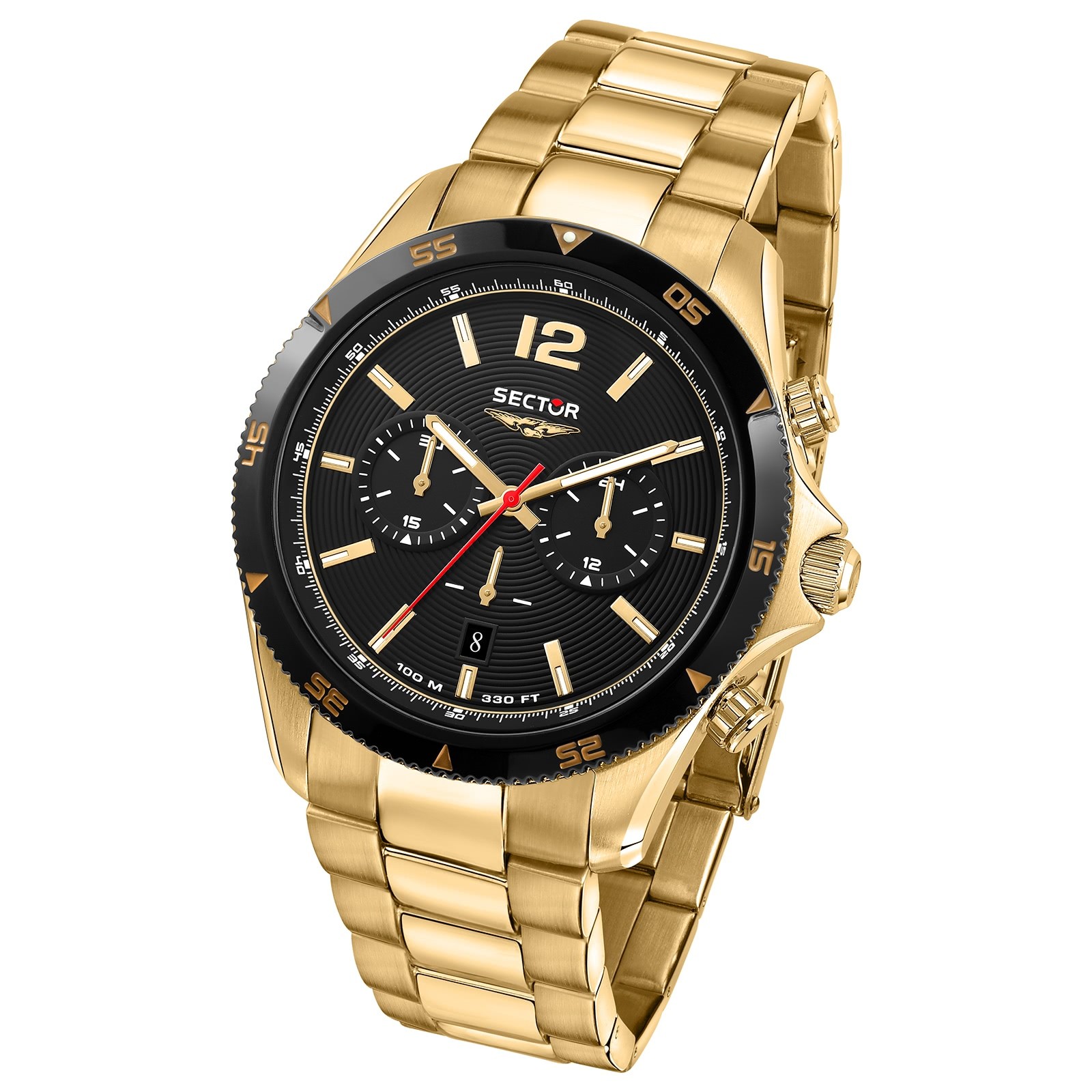 Sector Herren Armbanduhr Chrono Edelstahlarmband gold USE73631002